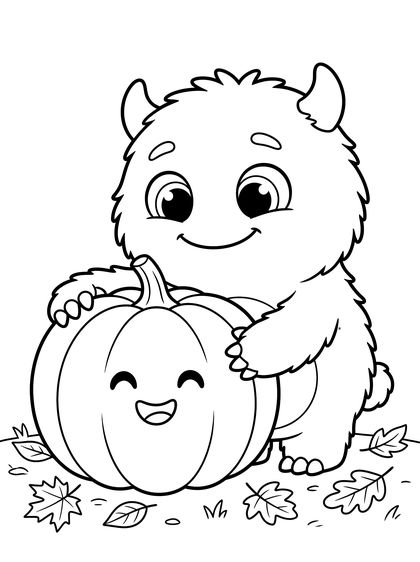 Coloring page: Wobbles and his pumpkin